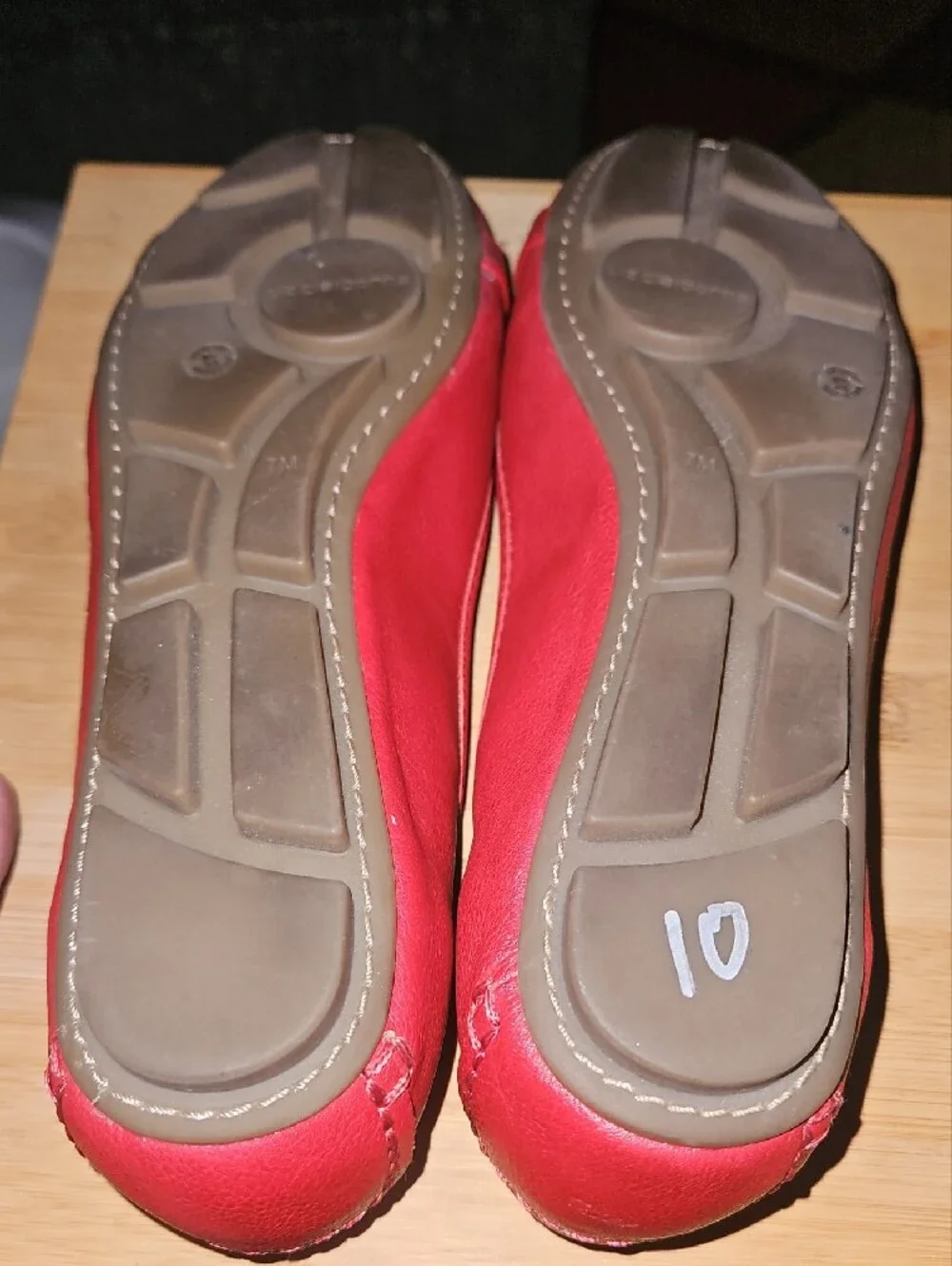 Liz Claiborne Red Leather Logo Ballet Flats